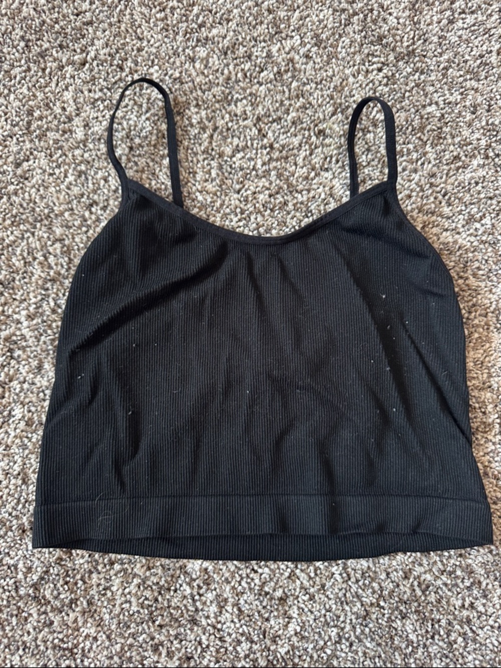 Black Ribbed Adjustable Strap Brami